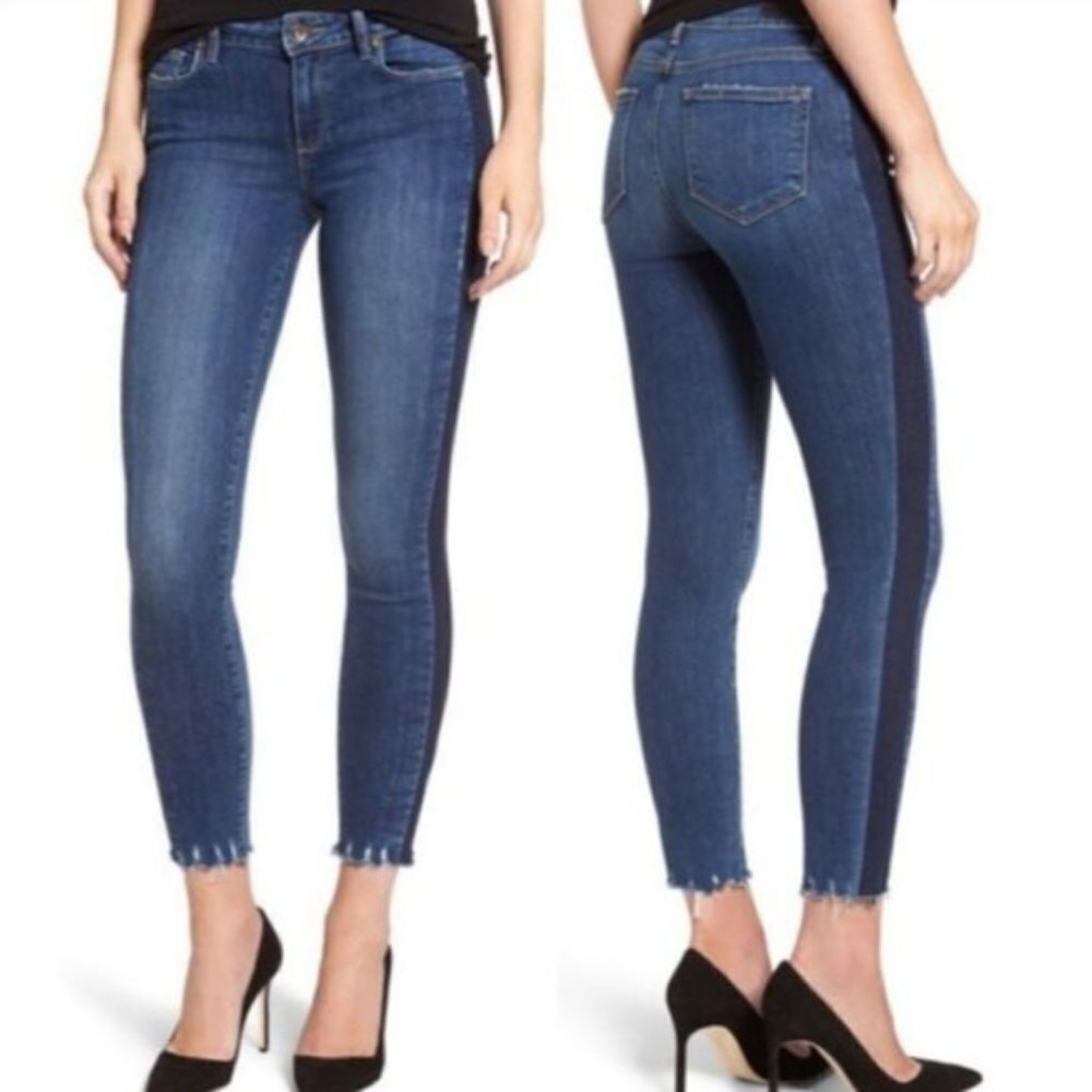 Paige Hoxton Side Stripes Raw hem Ankle Jeans Size 29 in Blue Color